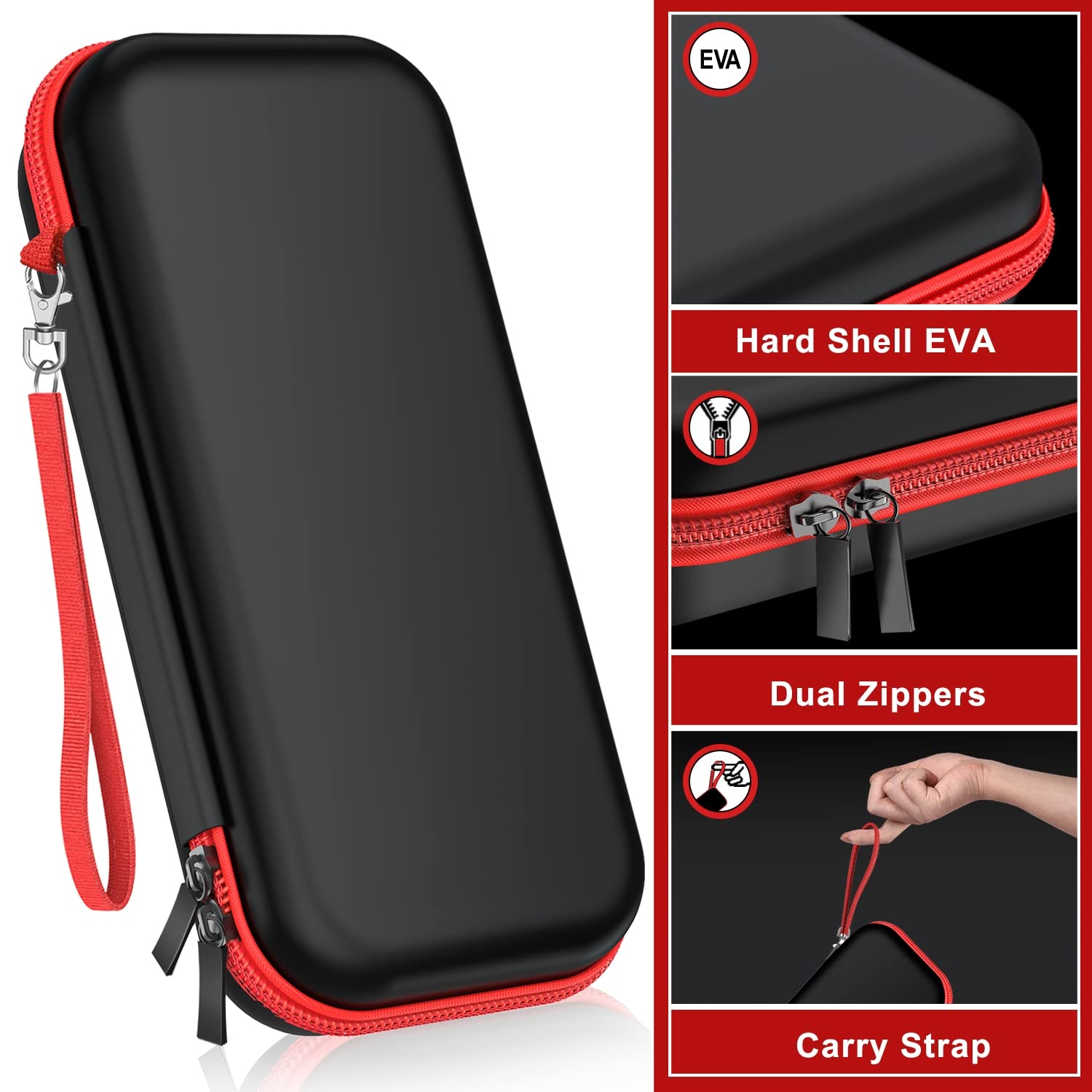 Premium Hard Shell Carrying Case for Nintendo Switch & OLED - Protective Travel Case with Storage for Accessories & Games (Black) | Perfect for Gaming On-The-Go & Travel Protection