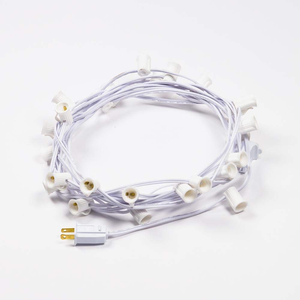 10 Socket Outdoor Patio String Lights - 12 FT White Cord with E12 C7 Base - Perfect for Backyard, Garden, Wedding & Party Decorations