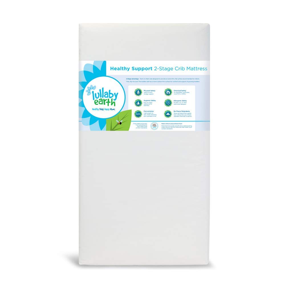 Lullaby Earth Organic Baby Crib Mattress - 2-Stage Lightweight Infant & Toddler Mattress | Waterproof, Hypoallergenic, Non-Toxic | Perfect for Nursery, Daycare & Travel Cribs