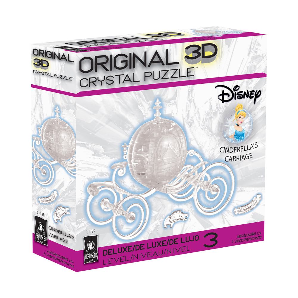 Disney Cinderella's Carriage 3D Crystal Puzzle - 71 Piece Brain Teaser for Adults & Teens | Fun Collectible Gift for Disney Fans & Puzzle Lovers | Perfect for Birthday, Christmas & Family Game Night