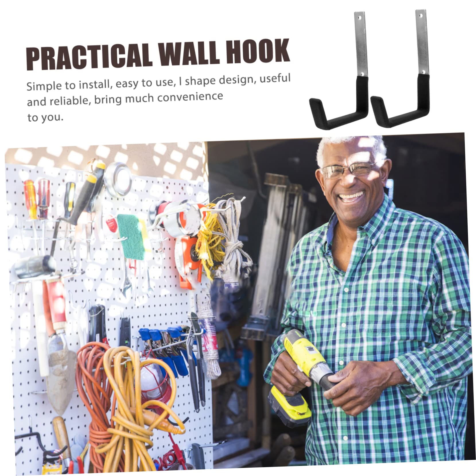 Heavy Duty Wall Hooks 2 Pack - CANIGHT Durable PVC Garage Hooks for Hats, Coats & Storage - Perfect for Garage, Entryway, Closet & Home Organization