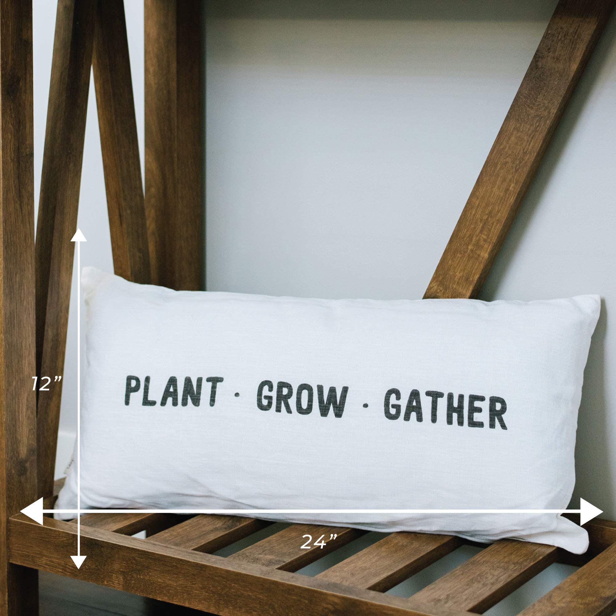 Latter-Day Home Plant Grow Gather Throw Pillow - Inspirational Decorative Pillow with Quotes for Home, Office & Farmhouse Decor - 12'' x 24'' - Perfect for Sofa, Bedroom and Cozy Reading Nook