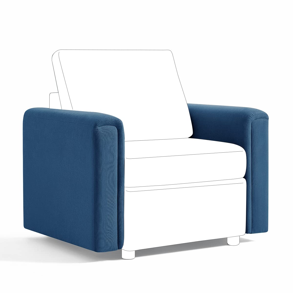 LINSY HOME Modular Sectional Sofa Armrest Pair - Wide Track Arm Design in Blue | Extend & Update Your Couch | Perfect for Living Room, Home Theater & Lounge Areas