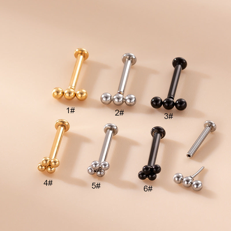 16G Gold Bead Labret Stud Flat Back Earring for Daith Piercing - Hypoallergenic Surgical Steel Jewelry for Cartilage, Helix, and Tragus Piercings | Perfect for Everyday Wear and Special Occasions
