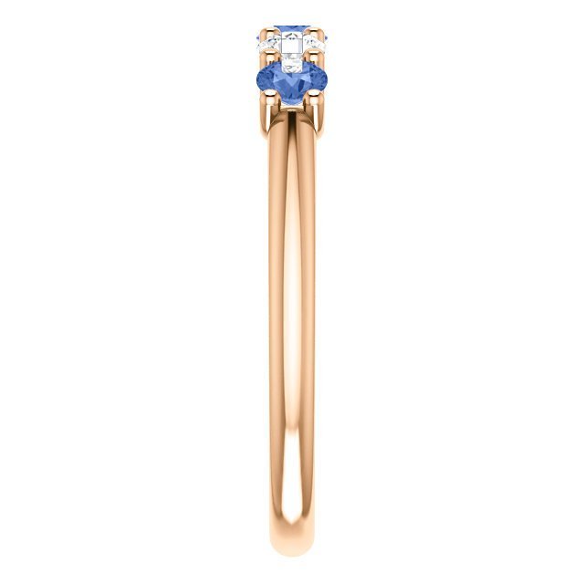 14KT Gold 0.39 CTW Sapphire & 0.20 CTW Diamond 5-Stone Ring Band - Elegant Wedding, Anniversary, or Engagement Jewelry Gift for Women