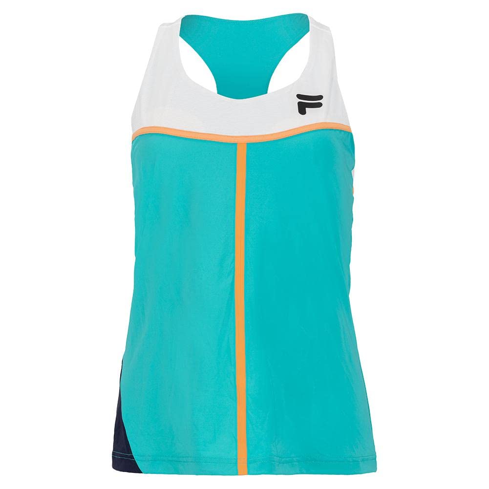 Fila Women's Bevans Park Laser Racerback Tank Top - Breathable Workout Shirt for Running & Gym - Ceramic/Orange/White - Athletic Performance Apparel for Yoga & Fitness Training