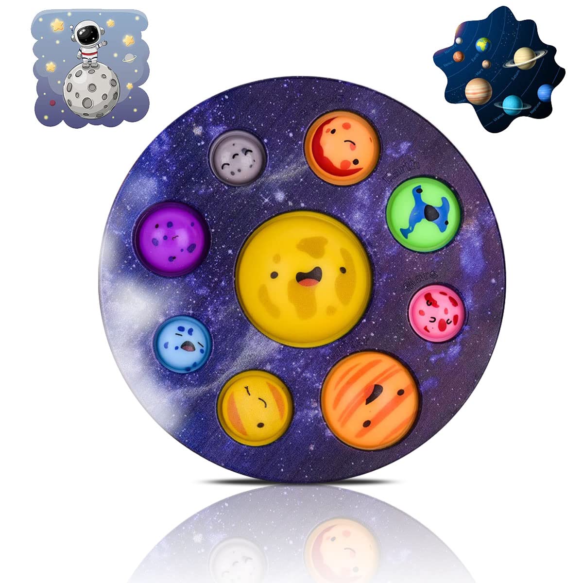 Solar System Planet Pop Fidget Toys - Oversized Space Astronomy Educational Sensory Toys for Kids, Birthday Party Favors & Classroom Learning Gifts | Stress Relief & STEM Learning Tool