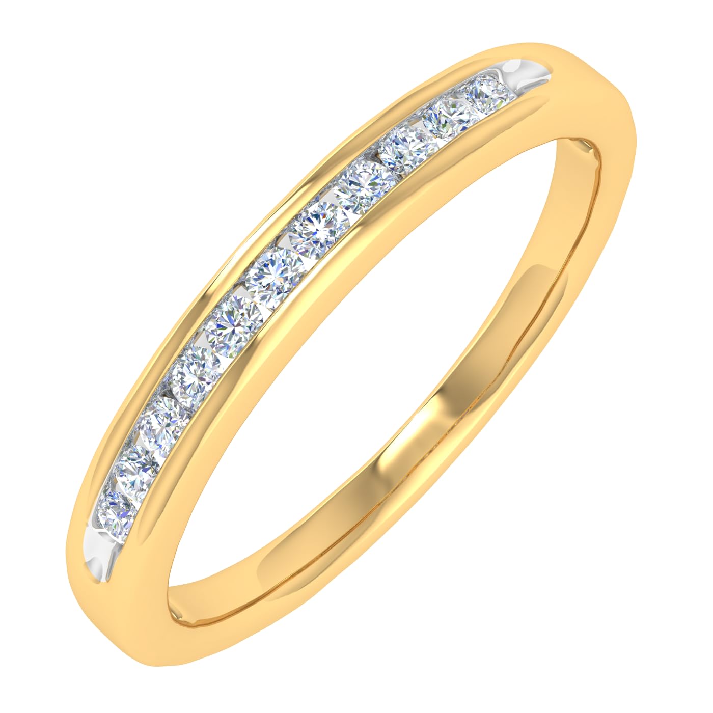 1/10 Carat Channel Set Diamond Wedding Anniversary Ring in 14K Gold (I1-I2 Clarity) - Elegant Jewelry Gift for Wife, Engagement, Valentine's Day & Special Occasions