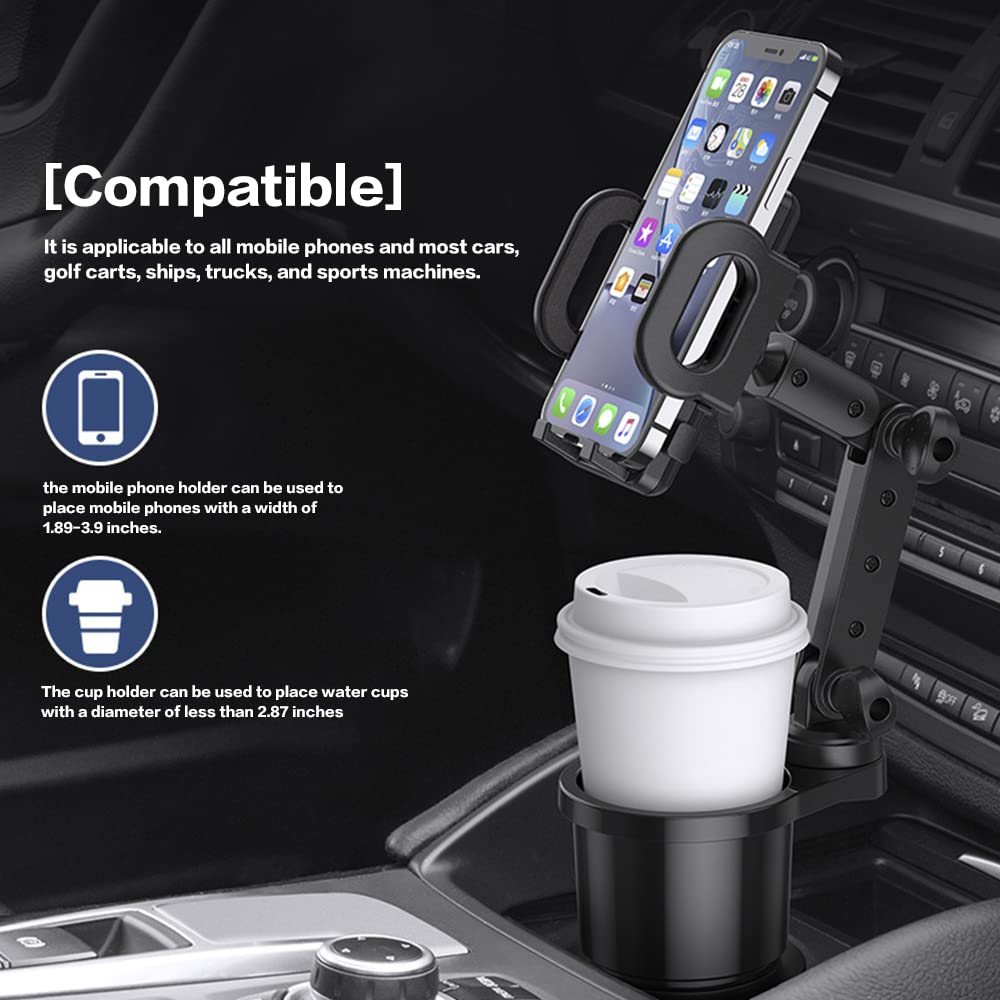 Universal Car Cup Holder Phone Mount - 360° Rotating Auto Stand for Phones & Drinks - Perfect for Road Trips & Commuting