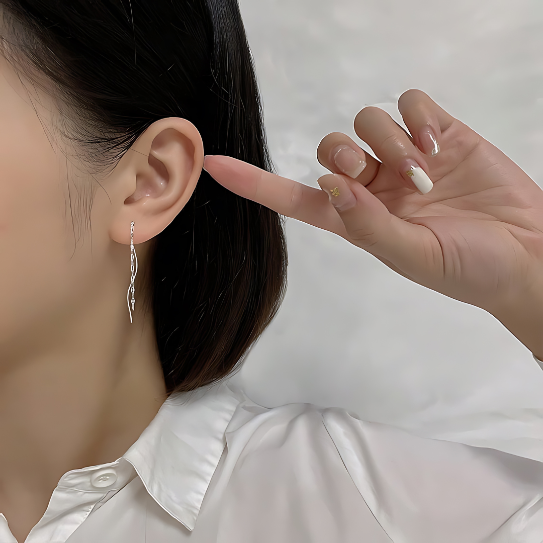 Minimalist Lip Chain Tassel Spiral Earrings for Women - Trendy Boho Chic Dangle Ear Jewelry | Perfect for Parties, Weddings & Everyday Wear | R0624