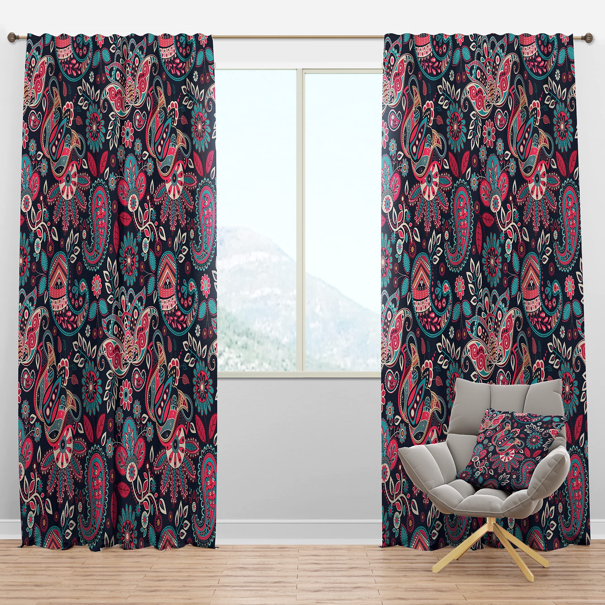 DesignQ Blackout Curtains - Floral Paisley Retro Style Thermal Insulated Drapes for Bedroom & Living Room (52x95 Inches, Single Panel) - Perfect for Light Blocking, Privacy & Energy Savings