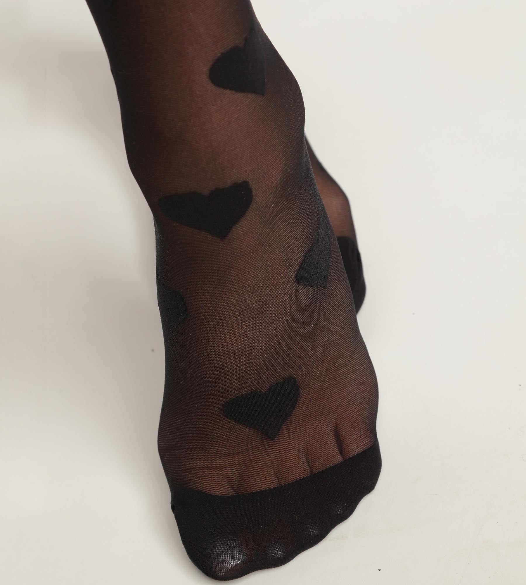Sheer Black Lace Heart Pattern Ankle Socks for Women - Comfortable & Stylish Footwear for Casual Wear, Date Nights & Everyday Outfits
