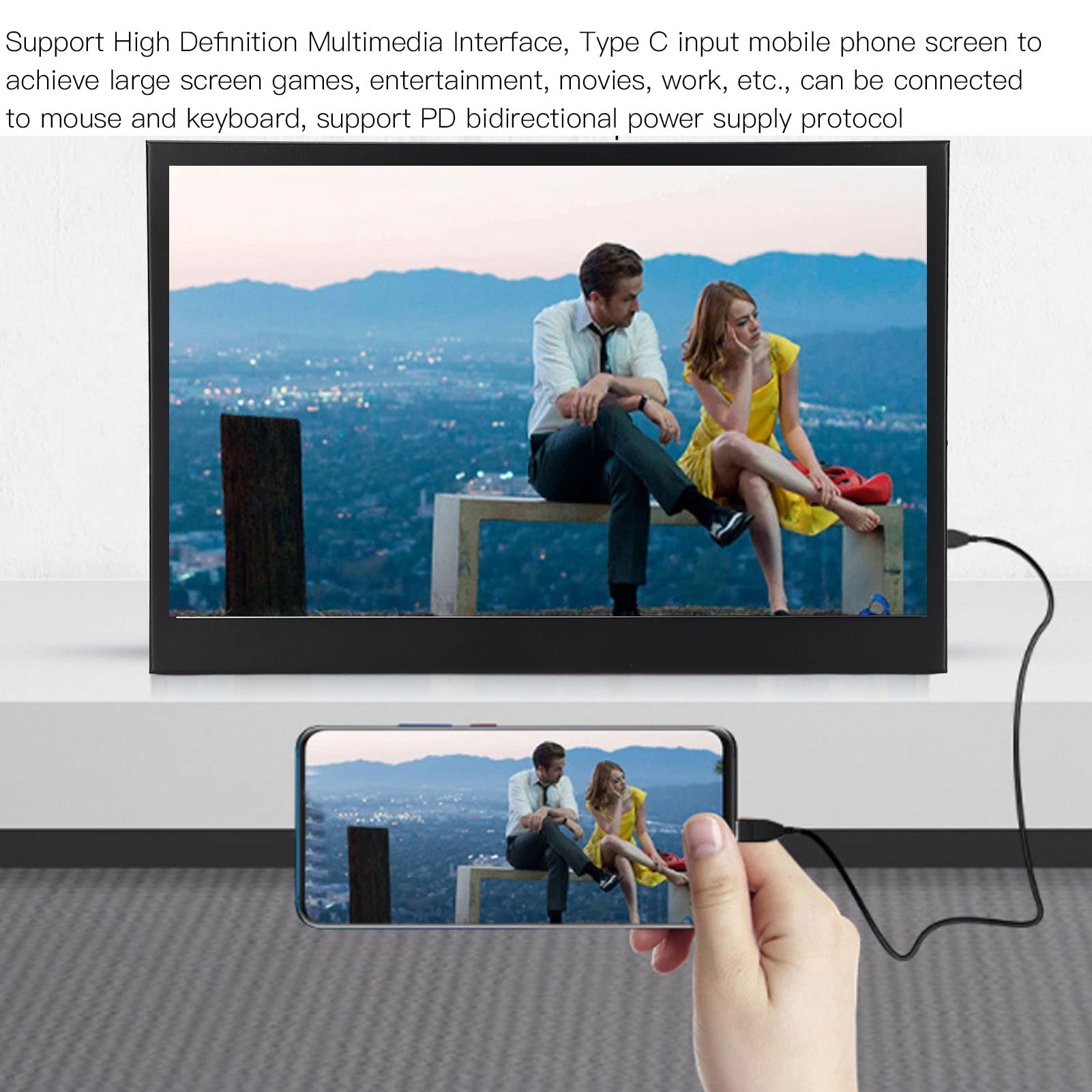 KKPLZZ 13-inch Portable Monitor with 1440x900 IPS HD Screen & HDR Technology - Ultra Slim External Display for Laptop, Smartphone, Gaming, and Office Work