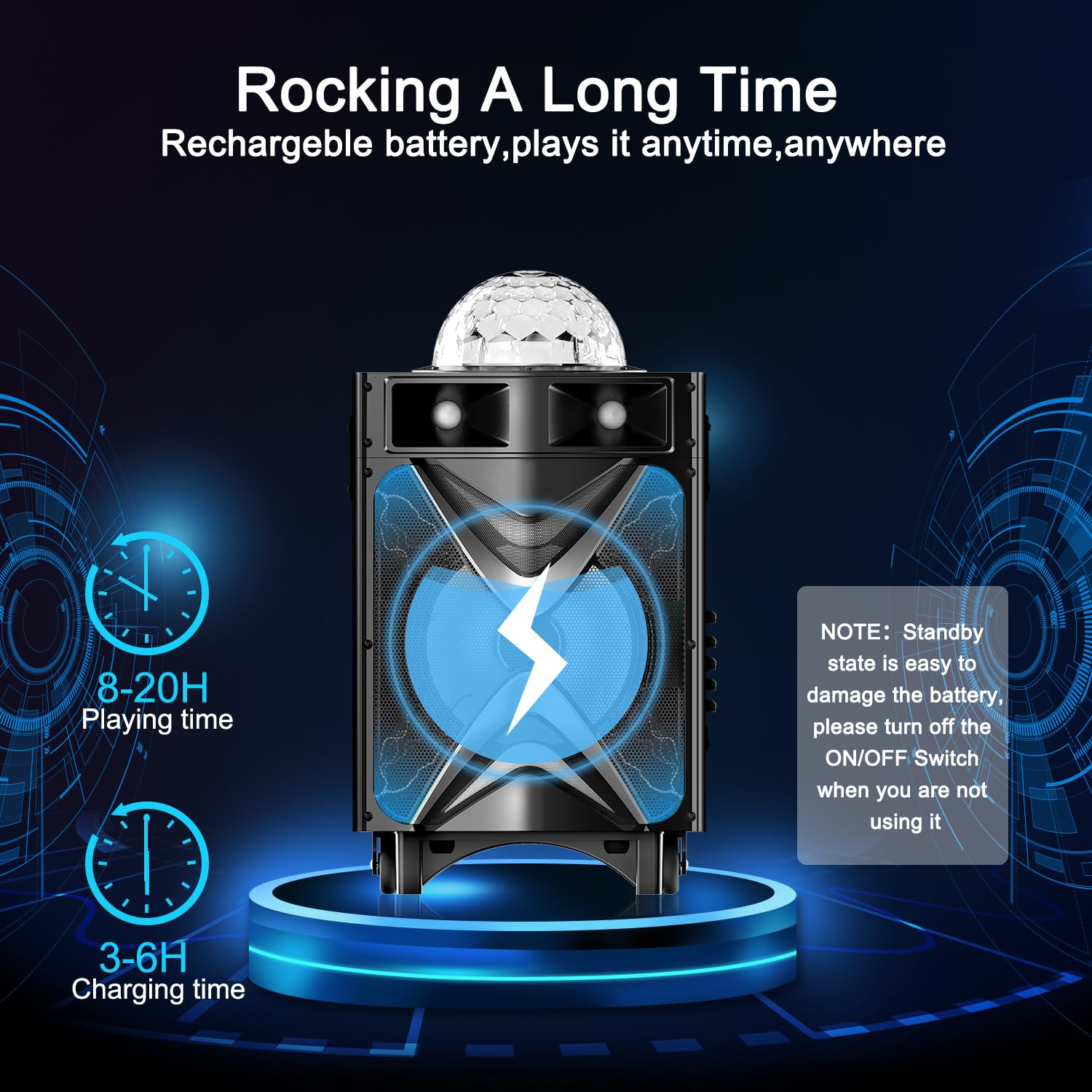 VeGue VS-1088 Karaoke Machine with Bluetooth, 2 Wireless Mics & 10