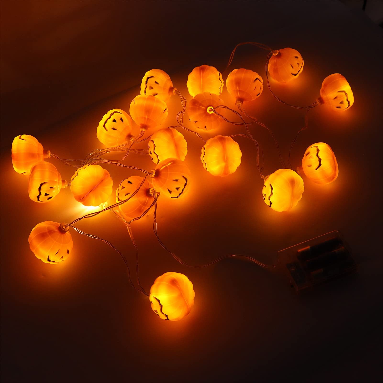 Zyyini Smiling Pumpkin String Lights - Halloween Decorations, Indoor/Outdoor Pumpkin Lantern Lights for Party, Home, Garden, and Holiday Atmosphere (Medium Size)