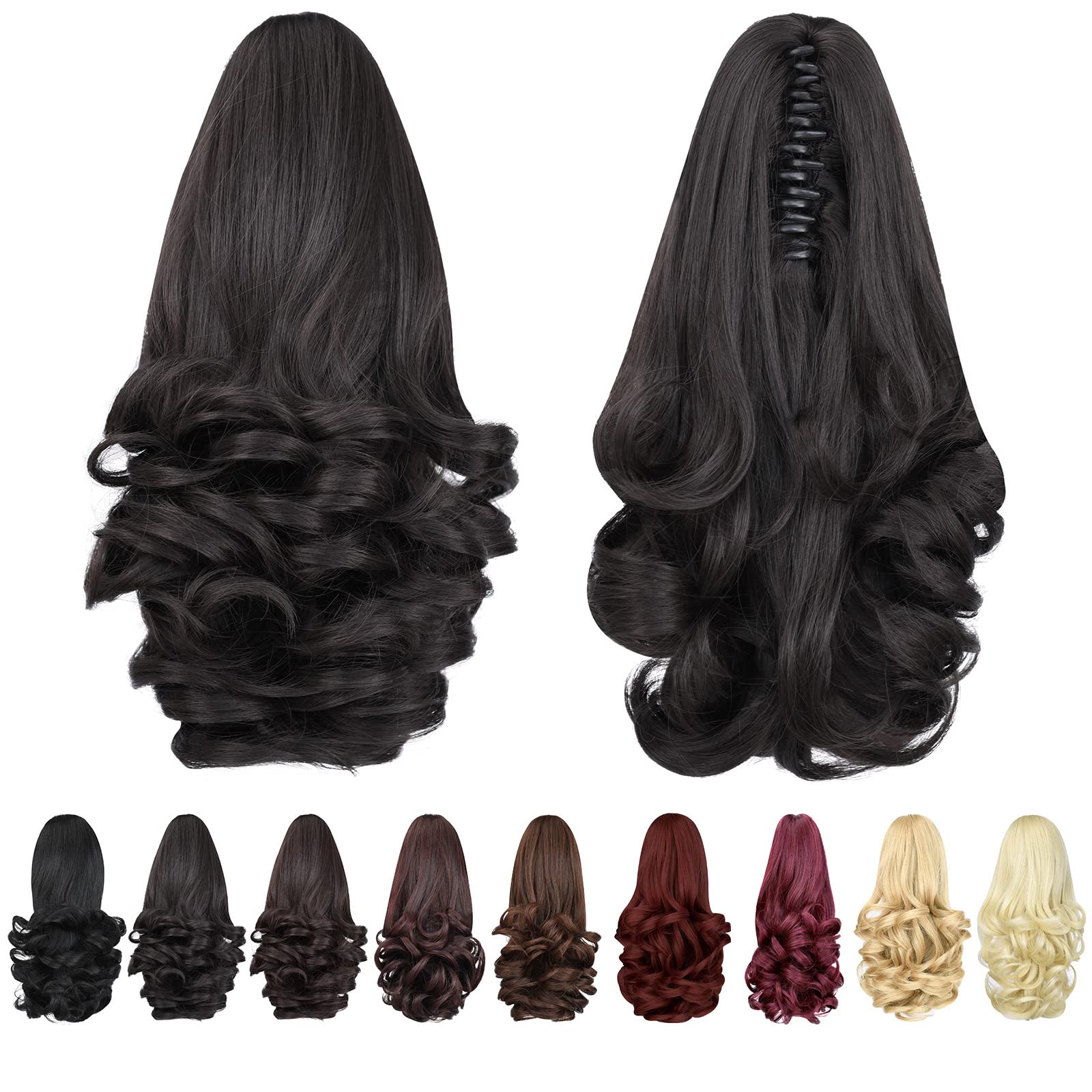 Natural Straight Ponytail Hair Extension with Claw Clip - Seamless Blonde Brown Black Hairpiece for Women - Perfect for Parties, Weddings & Everyday Styling