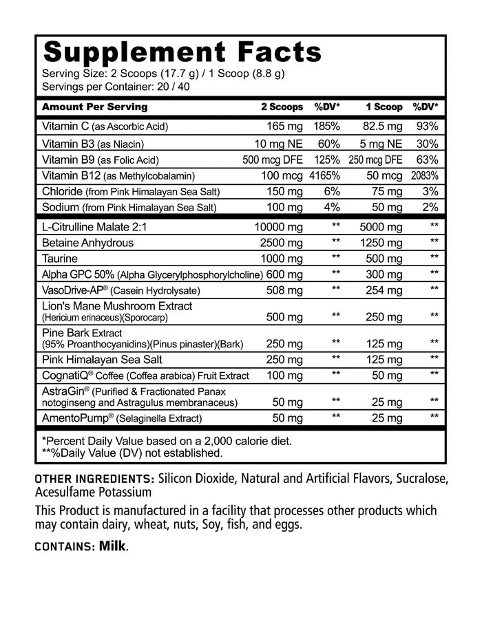 Panda Supplements PUMP Stim-Free Pre-Workout Powder - Energy & Focus Booster for Gym, Bodybuilding & Fitness Training