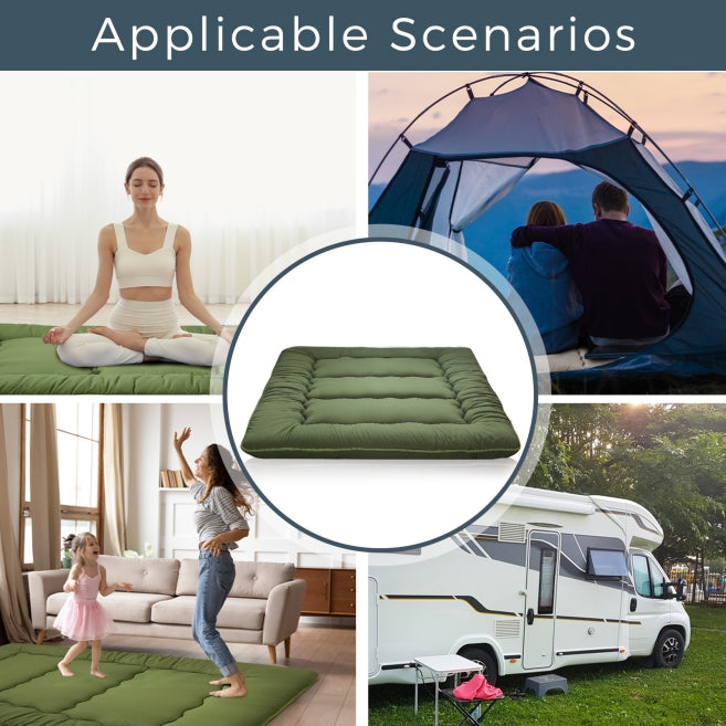 MAXYOYO 6 Extra Thick Japanese Classic Floor Futon Mattress - Green | Comfortable Tatami Sleeping Mat for Guest Room, Dorm, Camping & Meditation