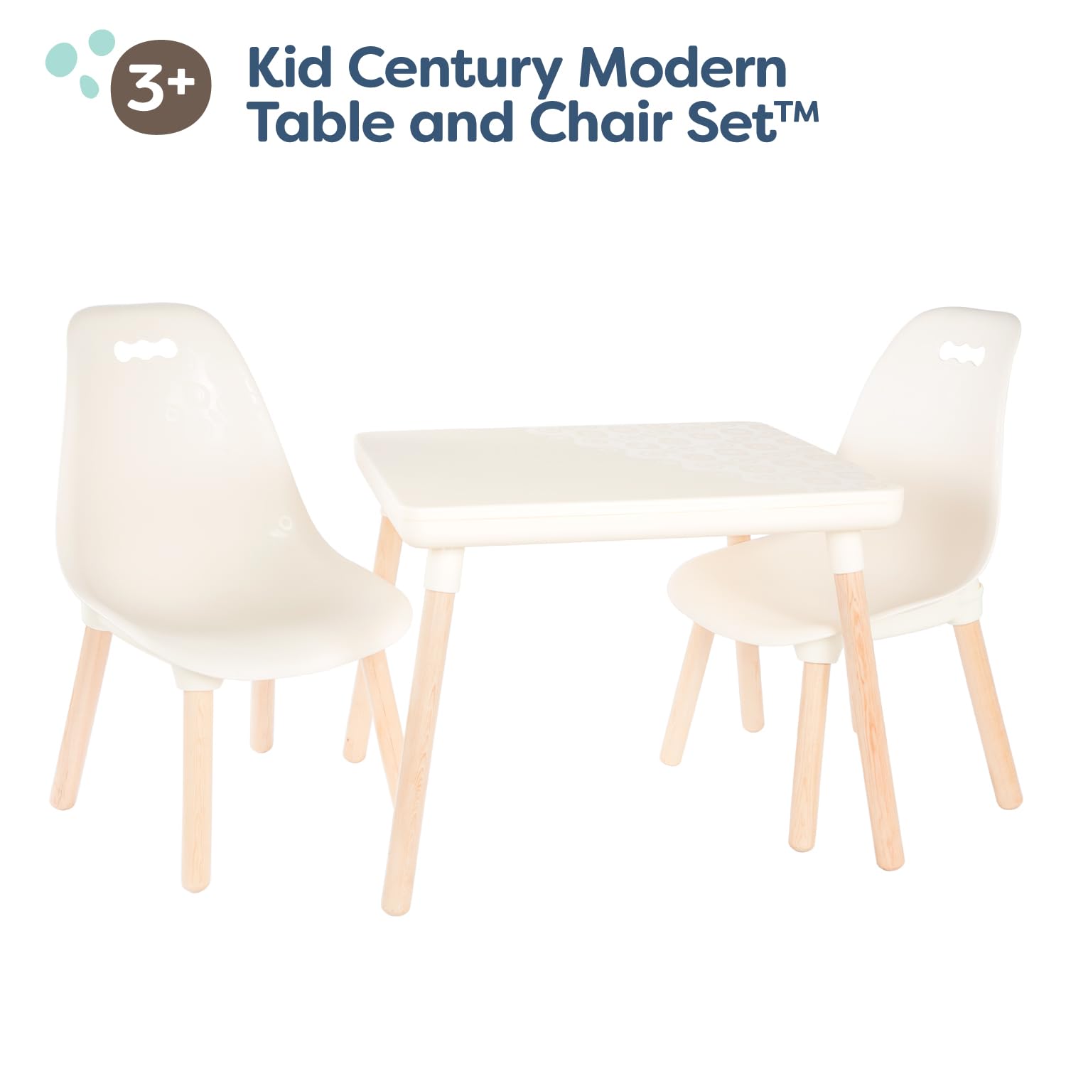 B. Toys B. Spaces Toddler Table and Chair Set - Natural Wooden Legs, Ivory Color - 1 Craft Table & 2 Chairs for Kids Ages 3+ | Perfect for Arts & Crafts, Playtime, and Learning Activities