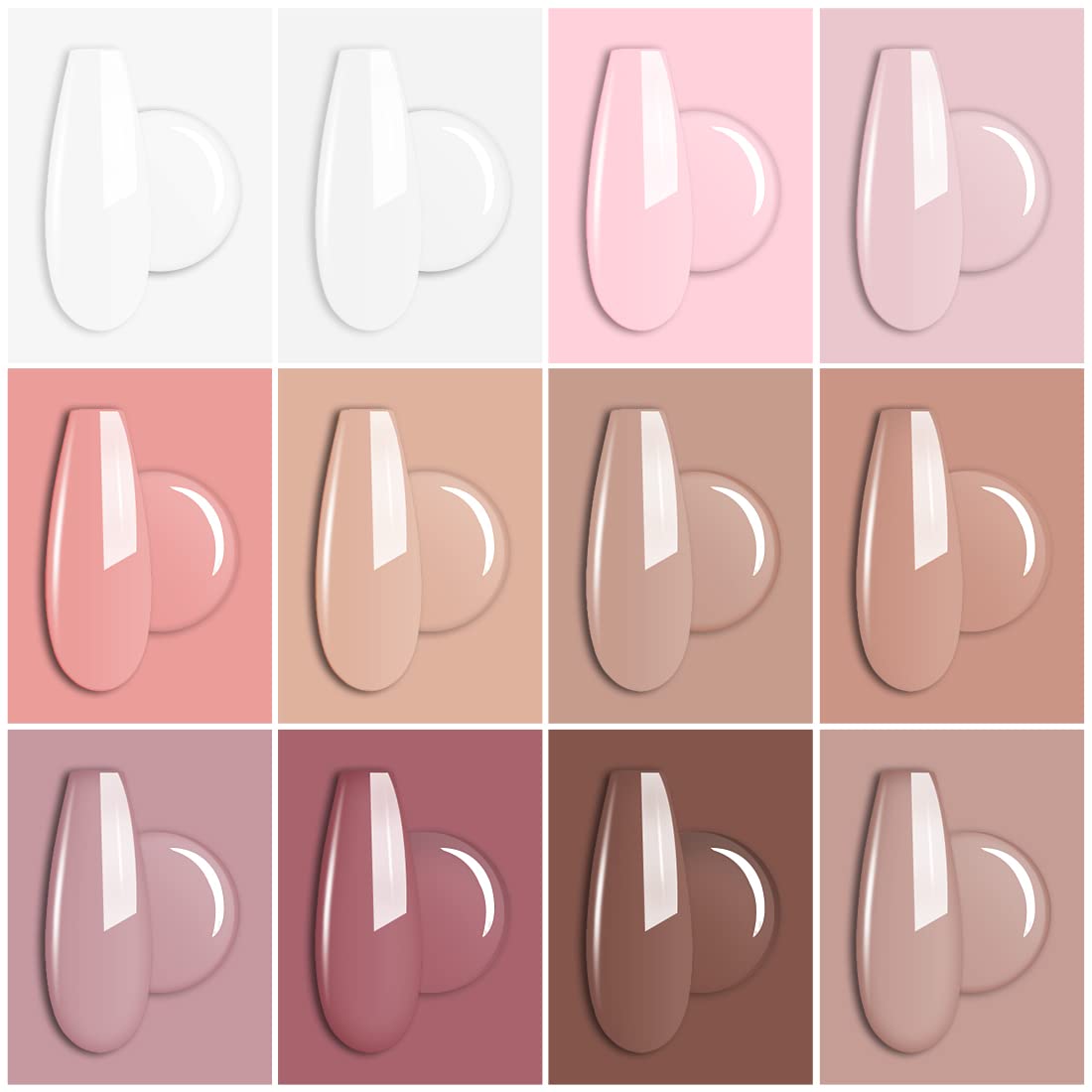 AIMEILI Hema-Free Solid Gel Nail Polish Set - 12 Colors UV LED Soak Off White & Pink Cream Gel Polish for Manicures | Perfect for Salon, Home Use & Nail Art DIY
