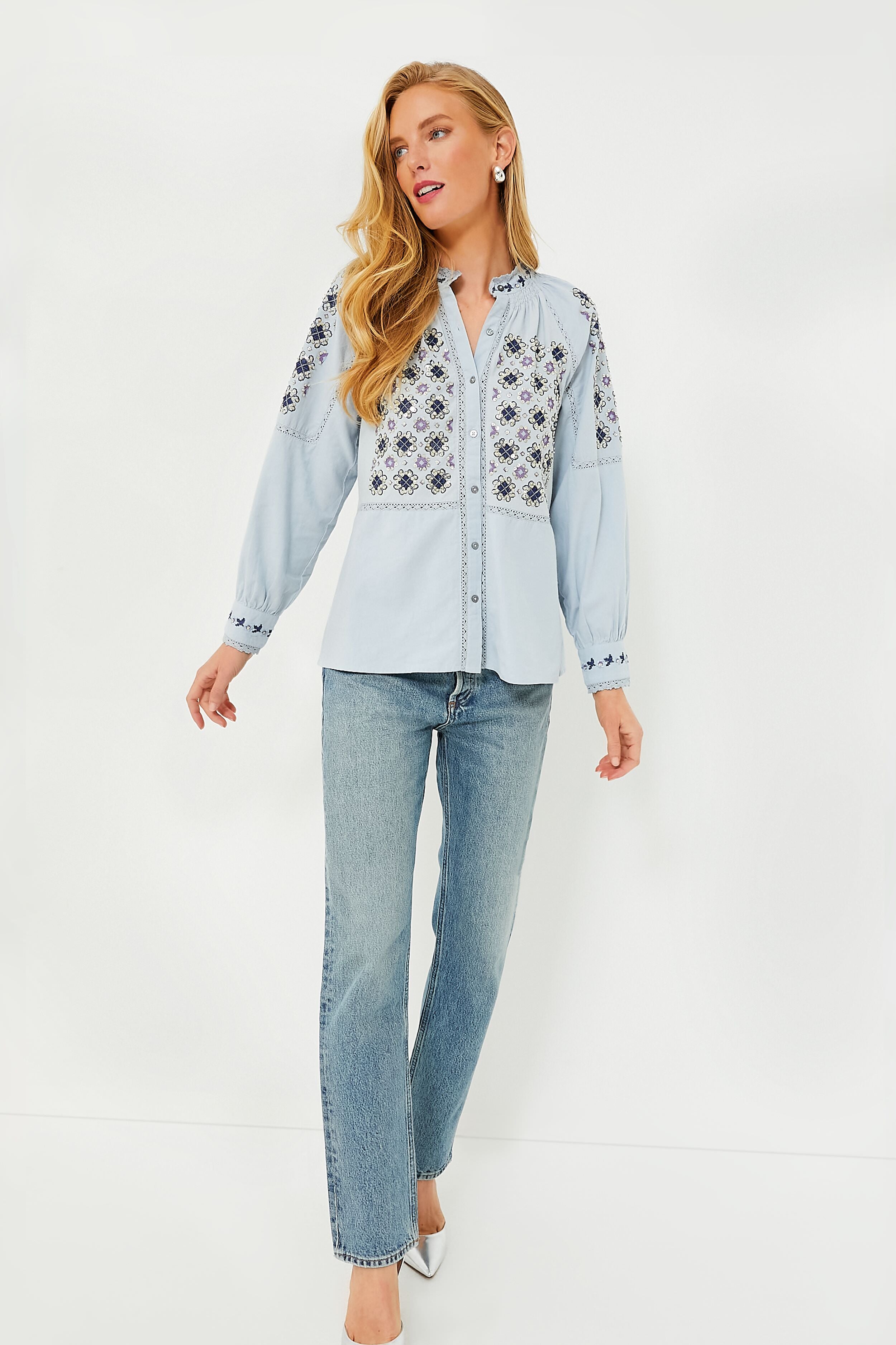 Blue Joana Blouse - Women's Fashion Tops for Casual Wear, Office & Date Night Outfits