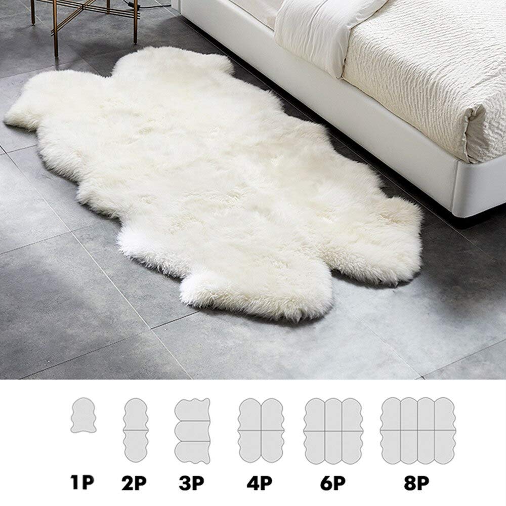 Genuine Sheepskin Rug - 4' x 6' Natural Sheepskin Fur Rug for Living Room, Bedroom, Fireplace - Soft Shaggy Irregular Shaped Ivory White Faux Fur Carpet - Cozy Home Decor, Perfect for Floor Lounging, Nursery, or Pet Bed