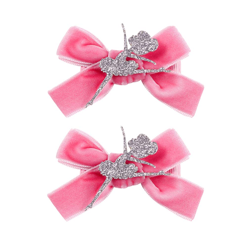 Ballet Dance Hair Clips for Girls - Silver Dance Girl with Pink Bow Hairpin | Perfect for Ballet Performances, Recitals, and Dance Classes