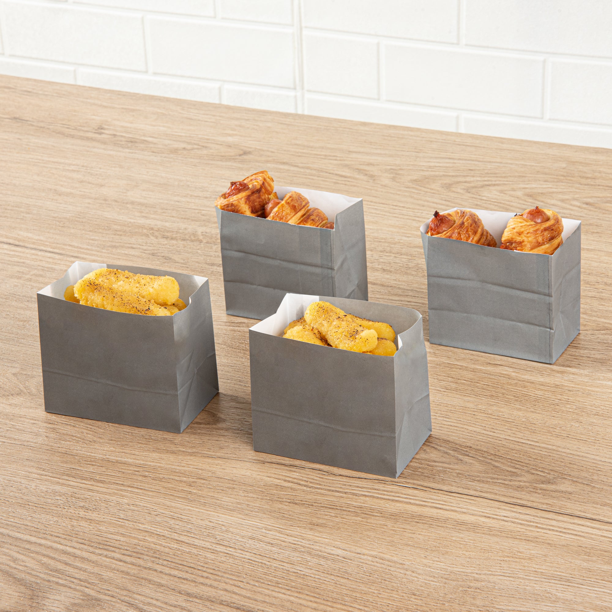 Premium Gray Paper Snack Bags 4.25