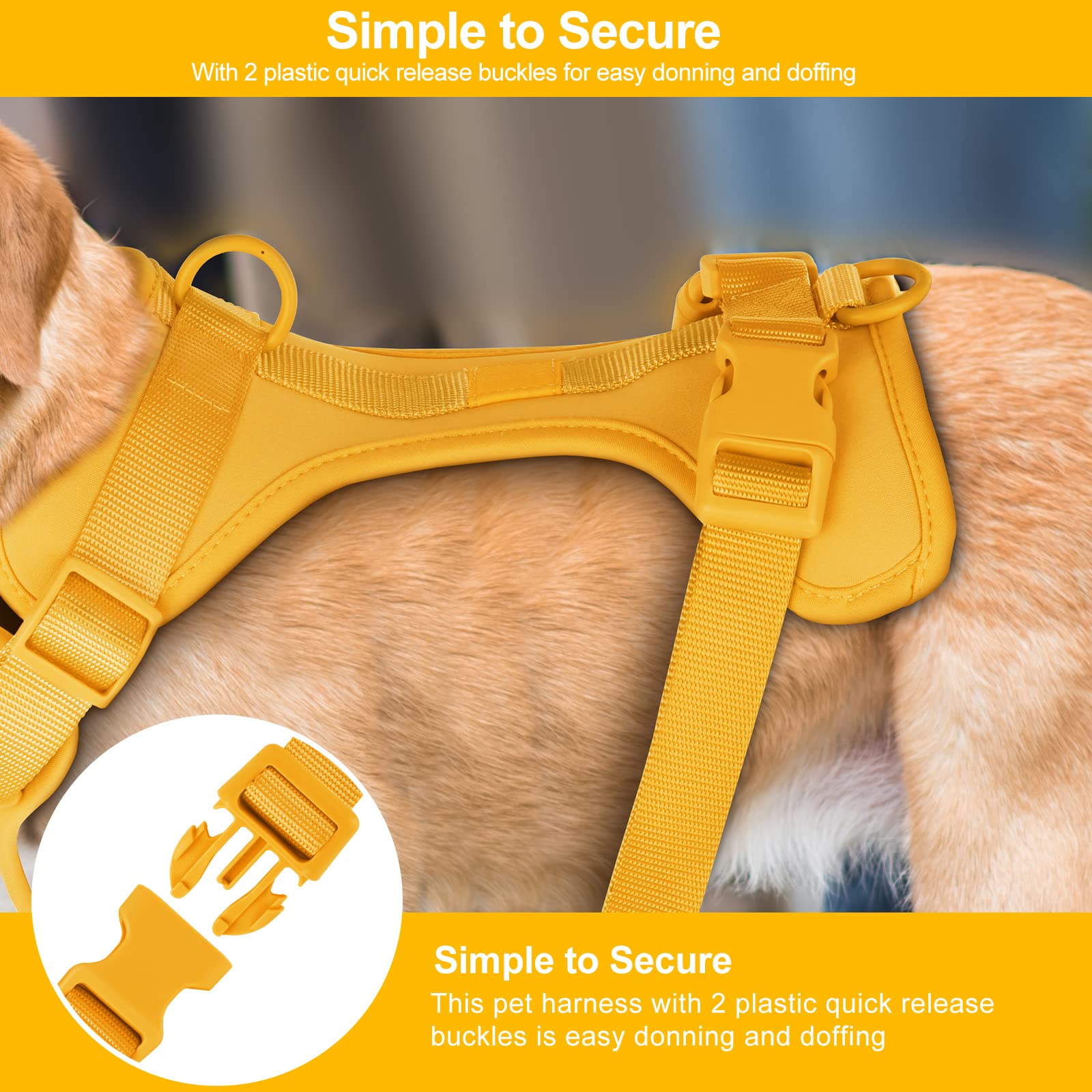 No Pull Lightweight Dog Harness - Adjustable Breathable Mesh Pet Vest with Soft Padding for Small Medium Large Dogs (S, Daylily Yellow) | Comfortable Walking, Training & Outdoor Adventures