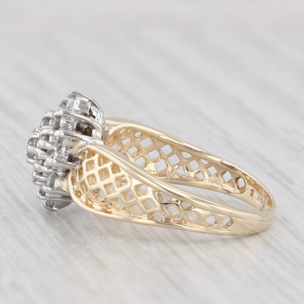 0.39ctw Diamond Cluster Engagement Ring - 10k Yellow Gold - Size 5.25 - Perfect for Proposals, Anniversaries & Special Occasions