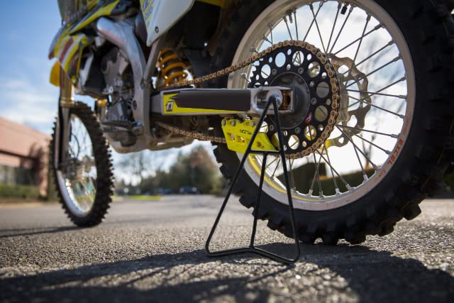 Eapele Heavy Duty Triangle Stand for Dirt Bike - Universal Steel Motorcycle Stand for 80-500cc Supermoto, Motocross & Enduro Pit Bikes - Black - Perfect for Garage Storage, Track Maintenance & Off-Road Riding