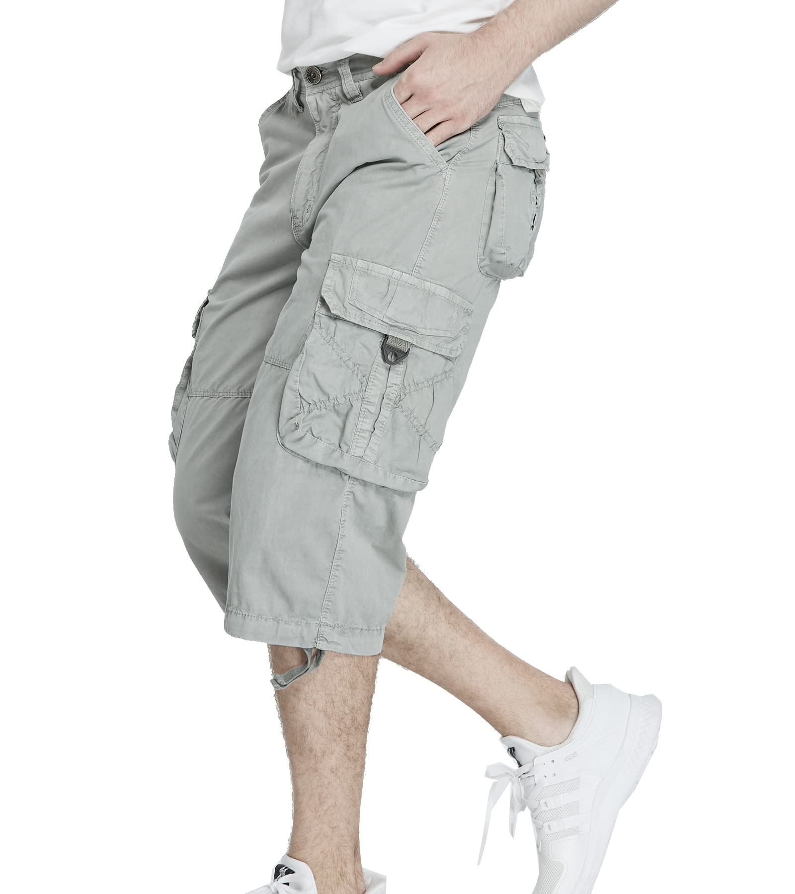 Men's 3/4 Length Cargo Shorts - Below The Knee Casual & Utility Shorts for Outdoor Activities, Hiking, Travel and Summer Wear