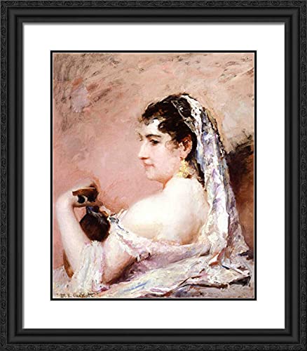 Black Ornate Wood Frame with Double Matting