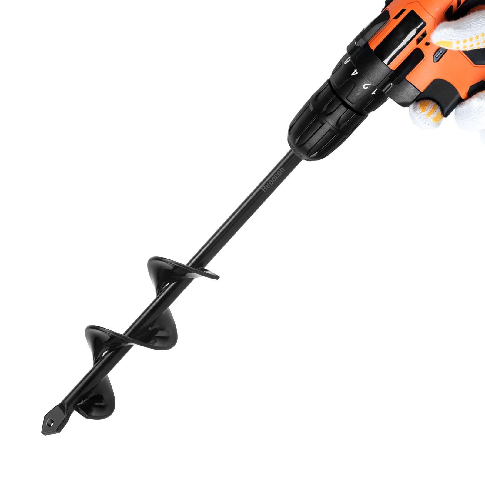 Ruososn 1.6X9 Inch Garden Auger Drill Bit - Spiral Planting Tool for 3/8