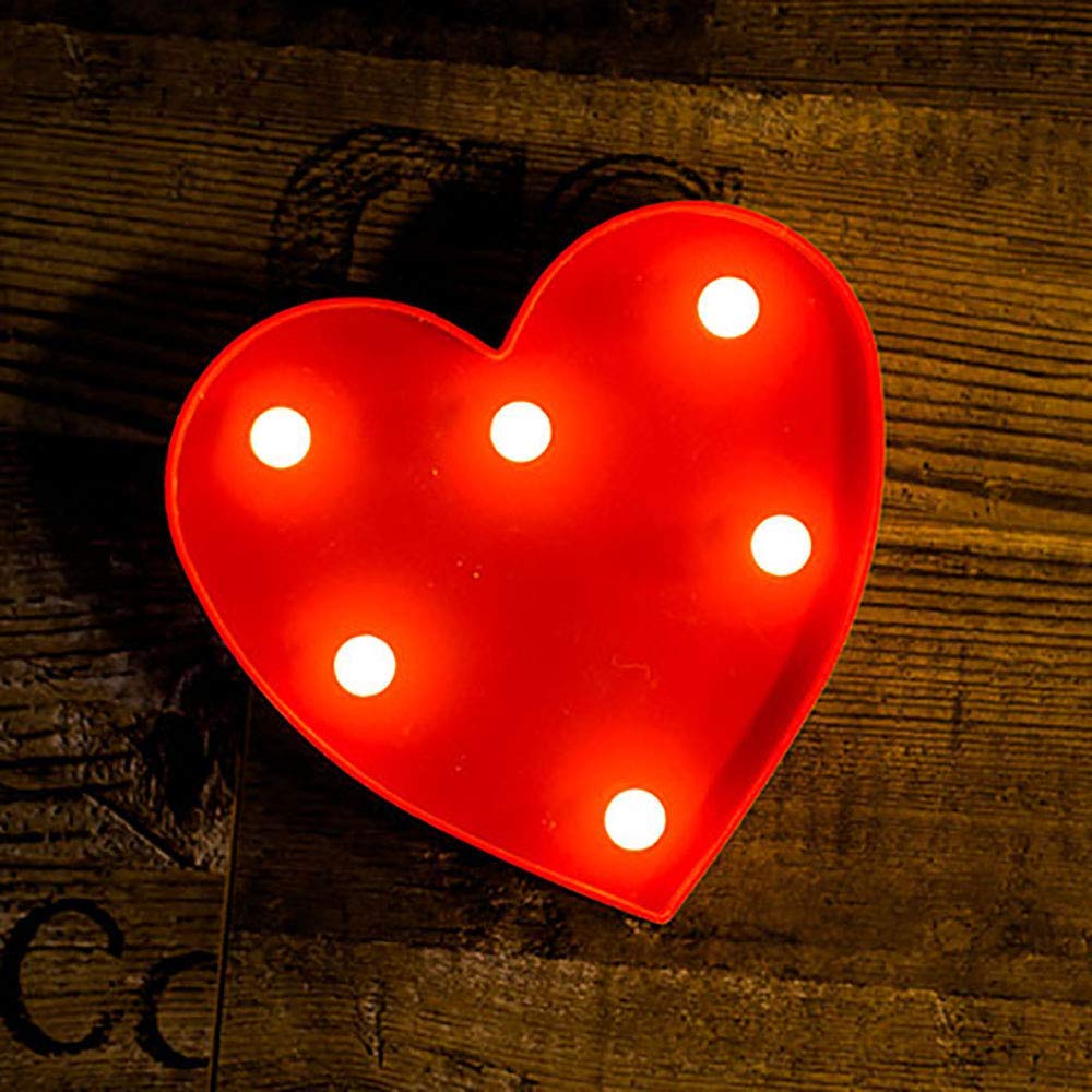 Heart-Shaped LED Marquee Light - Battery Powered Plastic Light Up Sign for Wedding, Birthday Party, Christmas Decor, Home Bar & Night Light | Romantic Indoor & Outdoor Decoration