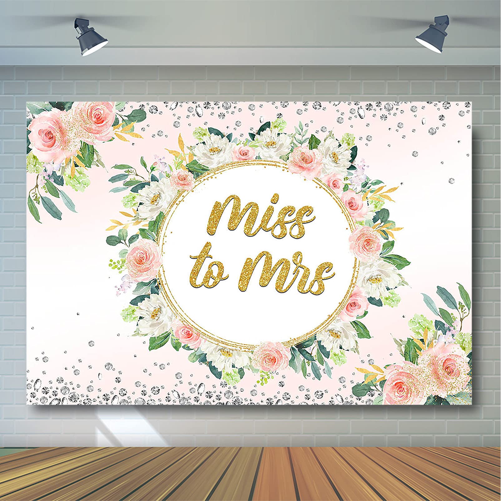 Miss to Mrs Bridal Shower Backdrop - 7x5ft Blush Floral Photography Background for Bride-to-Be, Engagement Party & Bachelorette Decor - Pink & Gold Wedding Photo Booth Backdrop for Bridal Showers, Baby Showers & Special Events