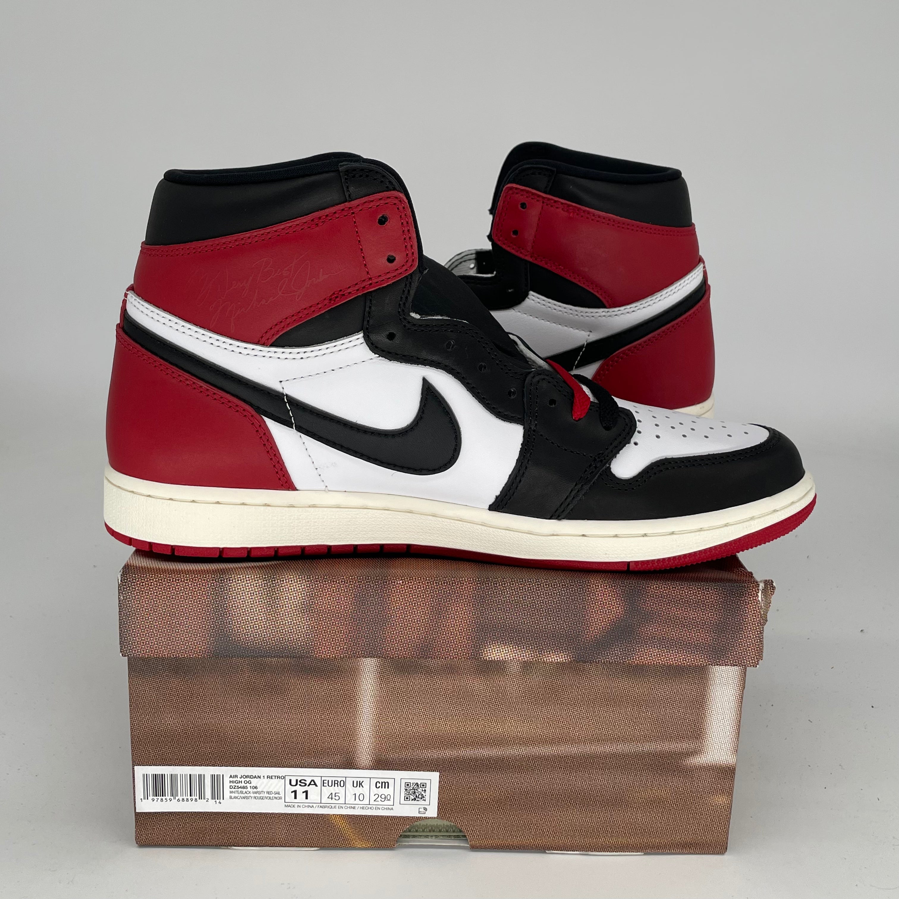 AIR JORDAN 1 Black Toe Reimagined Sneakers - Men's Size 11 (DZ5485-106) | Retro Basketball Shoes for Streetwear & Casual Style