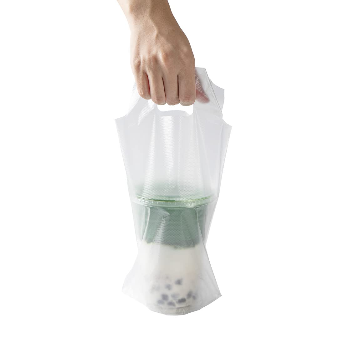 Restaurantware 100-Pack Clear Plastic Drink Carriers with Handles - Disposable Single Cup Bags for Coffee, Tea & Juice Delivery - Perfect for Takeout, Catering & Food Service Businesses