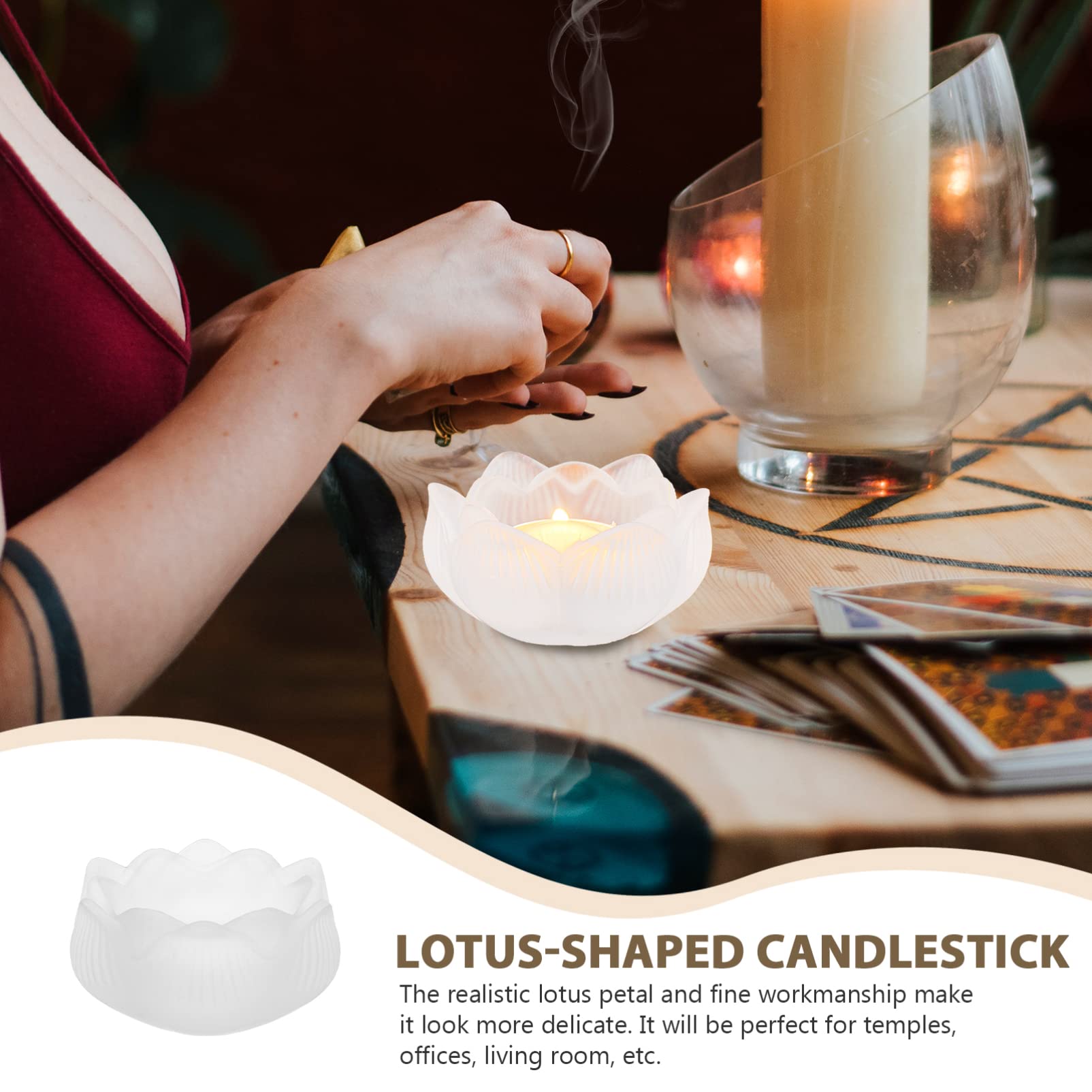 2pcs Lotus Glass Candle Holders - Elegant Buddhist Candlesticks for Home Decor, Temple & Buddha Hall Lighting - Perfect for Meditation, Prayer & Spiritual Ceremonies
