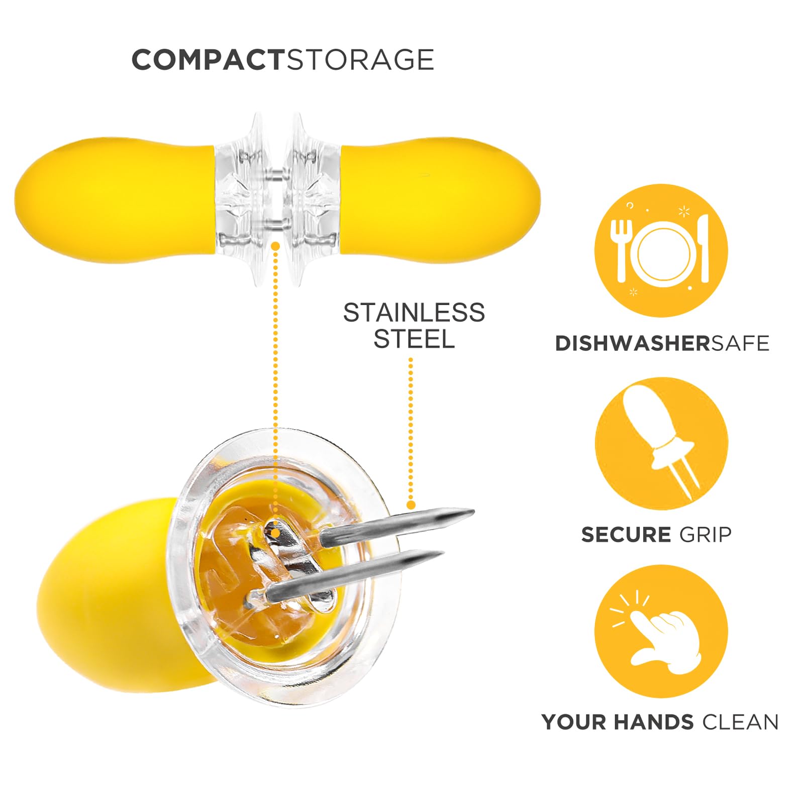 Premium Corn Cob Holders Set - 8 Twin Prong Skewers, 4 Corn Dishes & Butter Spreader - Perfect for BBQ, Picnics & Summer Parties - Durable & Heat-Resistant Corn on the Cob Accessories