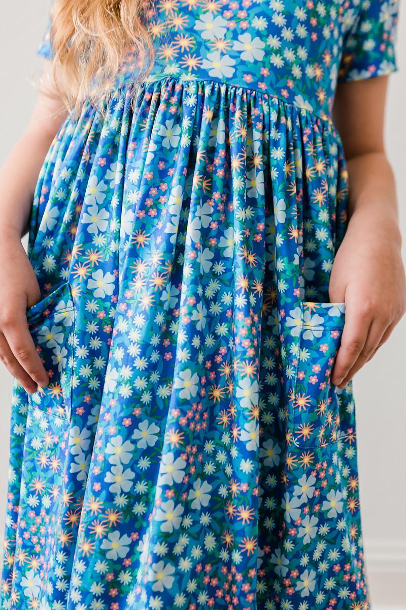 Spring Floral Short Sleeve Pocket Twirl Dress for Women - Perfect for Casual Outings, Picnics & Summer Parties