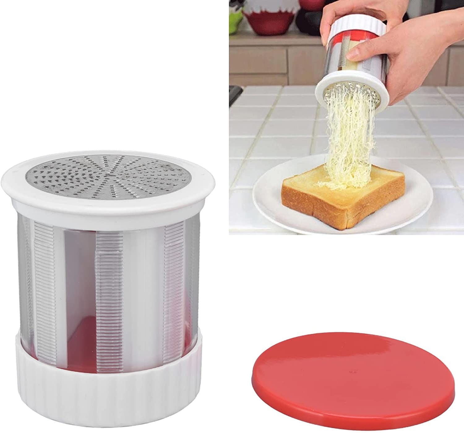 Bingxqiso Manual Cheese Slicer & Butter Mill - Stainless Steel Cheese Grater with Lid, Spreadable Butter Dispenser & Fruit Shredder - Perfect for Kitchen, Party Platters & Charcuterie Boards