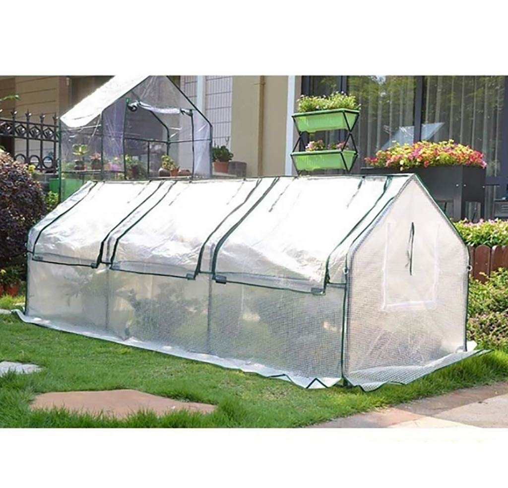 ZWWS-YJ White PE Greenhouse with Metal Frame for Garden - 270x88x90cm | Durable Plant Protection for Vegetables, Flowers & Seedlings | Perfect for Backyard, Patio & Urban Farming