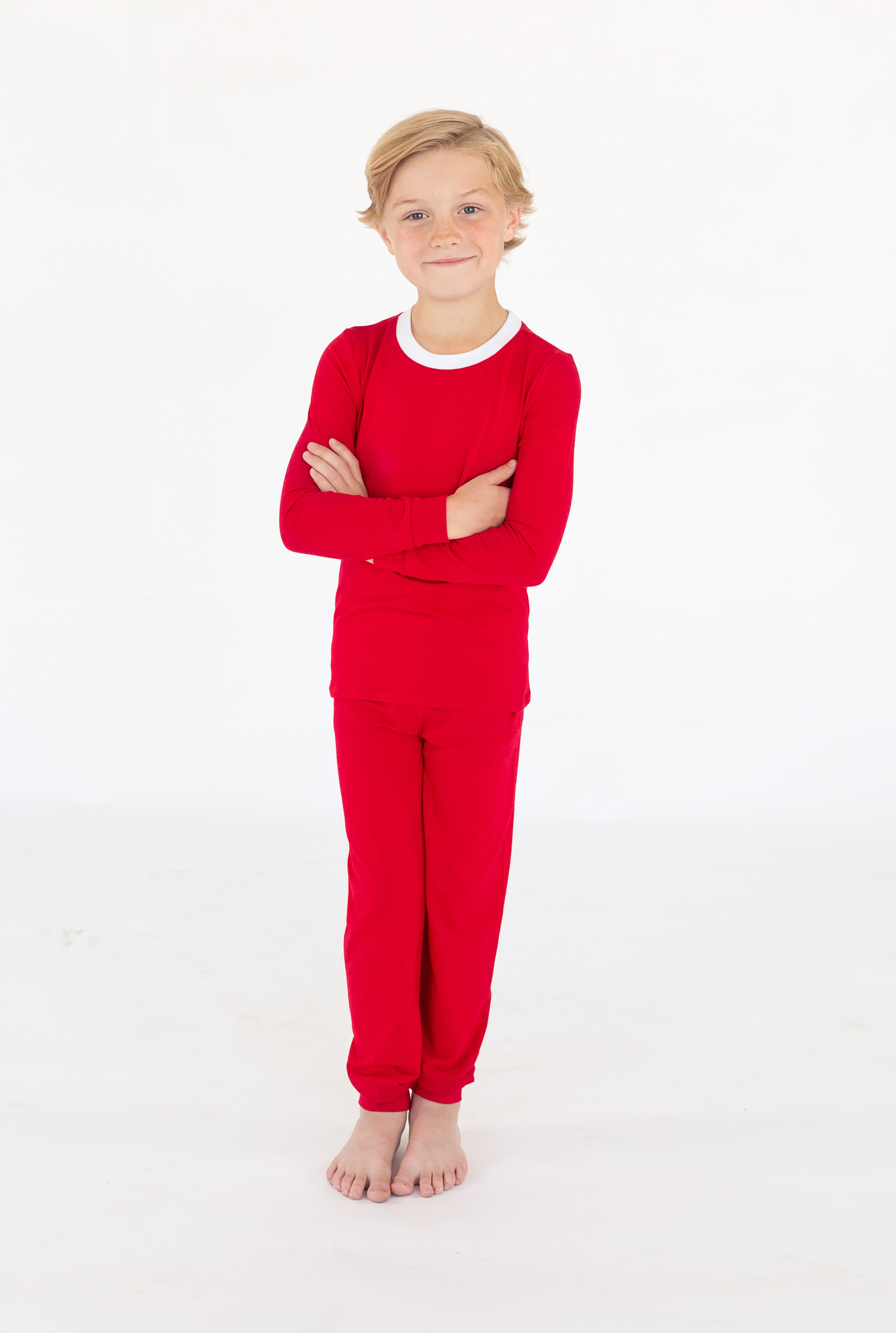 Boys' Red Full-Length Winter Pajama Set - Soft & Cozy Sleepwear for Kids - Perfect for Bedtime, Lounging & Holiday Gifts