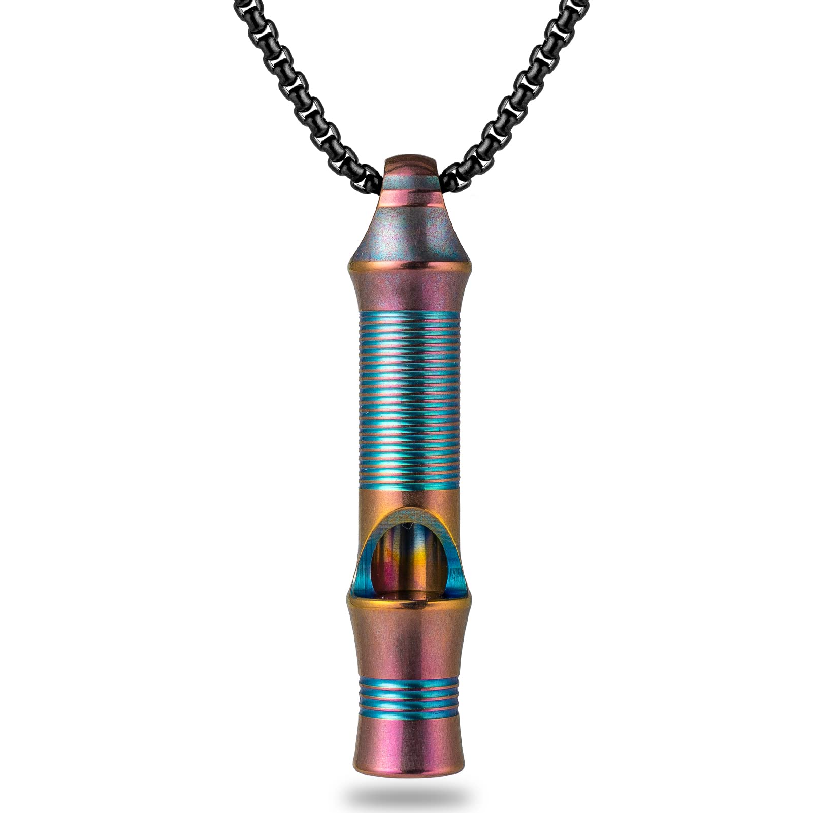 Titanium Emergency Keychain Necklace with Whistle & Carabiner Clip - Multifunctional Survival Tool for Hiking, Camping, and Outdoor Adventures