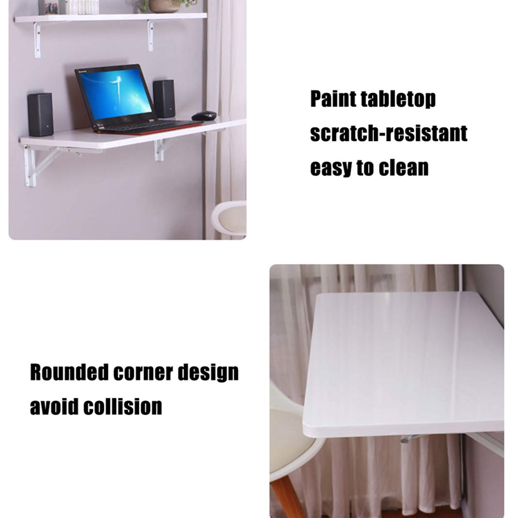 Foldable Wall-Mounted Drop Leaf Table - Space Saving Home Office Desk & Kitchen Dining Table | White | Perfect for Small Apartments, Studio Workspaces & Compact Kitchens