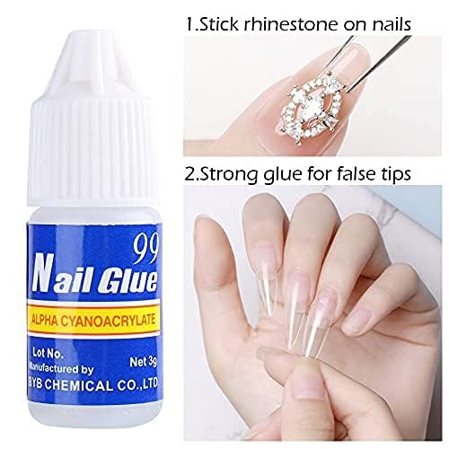 ZemGlam Acrylic Fake Nails Kit - 100PCS White False Nails with 2 Nail Glues (3 Sets) | Long Lasting Press on Nails for Women | Perfect for Parties, Weddings & Daily Wear