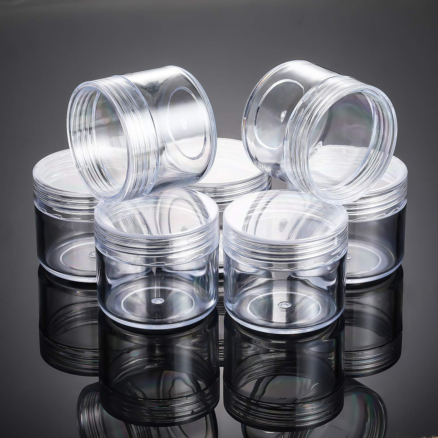 12-Pack Unbreakable Plastic Cosmetic Containers with Clear Lids - 25g Transparent Jars for Creams, Lip Balm, Body Butter & Essential Oils | Perfect for DIY Skincare, Travel & Makeup Organization