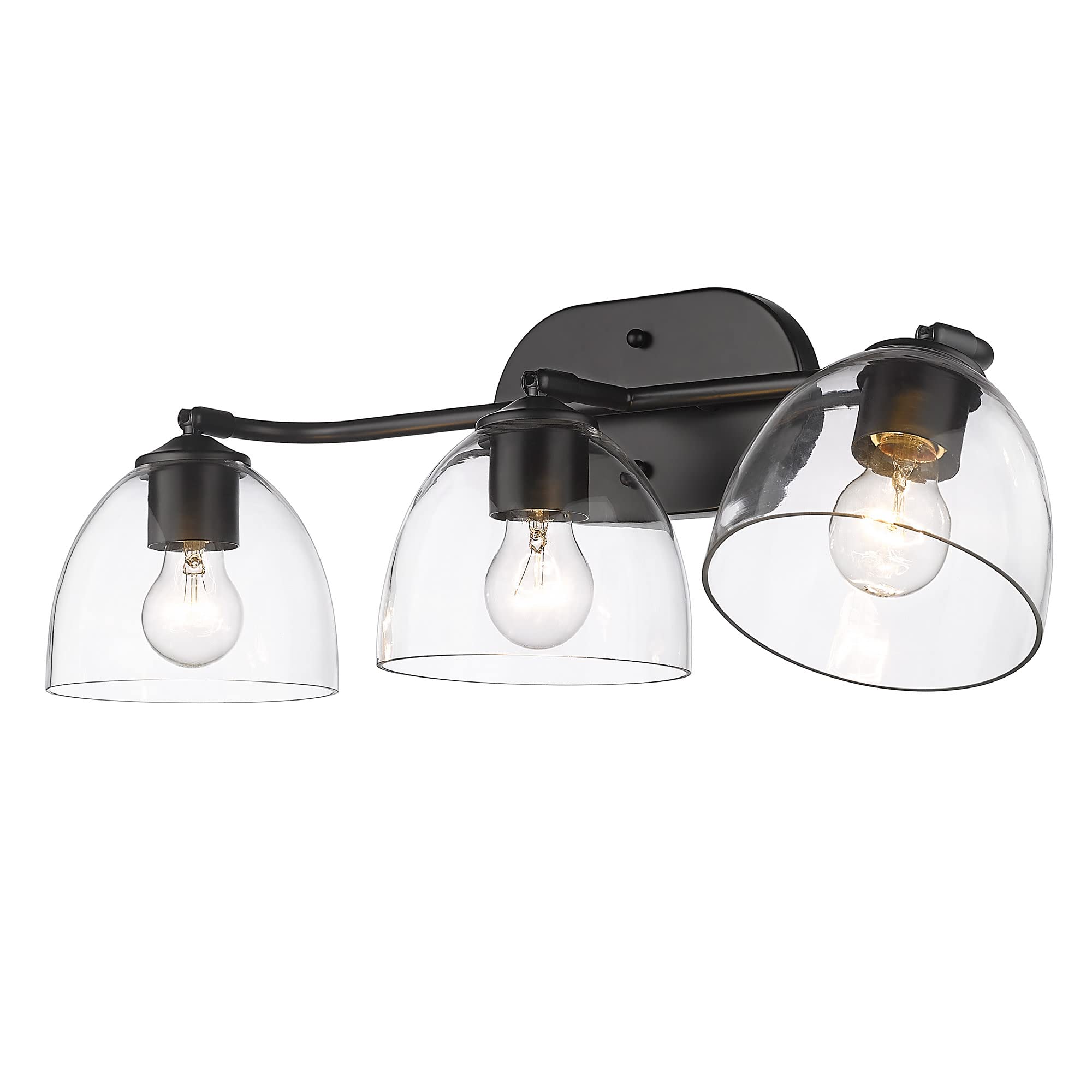 Roxie 3-Light Vanity Light in Matte Black with Clear Glass - Perfect for Bathroom, Bedroom & Dressing Room Makeup Lighting