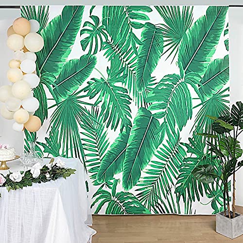 8 ft Vinyl Photography Backdrop Tropical Leaves Printed - Wedding Reception Party Decor, Baby Shower, Birthday, Bridal Shower Background